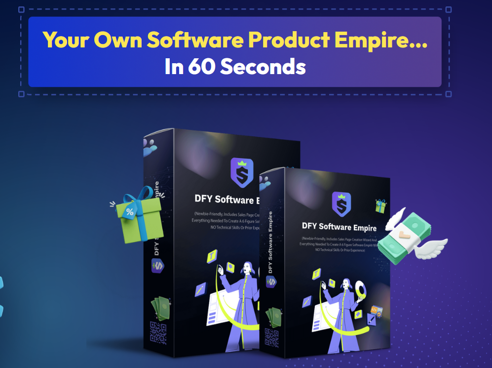 A picture of ecovers introducing DFY Software Empire