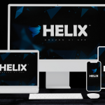 Helix software interface showcasing Amazon site building features powered by A.I.