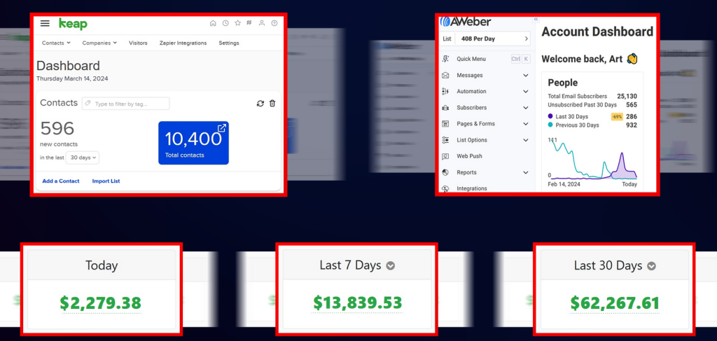 A picture showing Nexus AI organic Traffic earnings