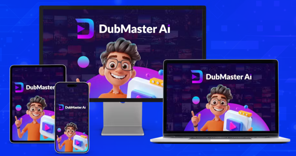 DubMaster AI logo on all gadgets